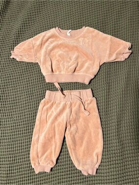 0-3 months baby Jogger Set - Blush Pink/ Tan